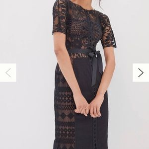 NWT Byron Lars Anthropologie Black Lace Carissima Sheath Dress size 0 Petite 0P